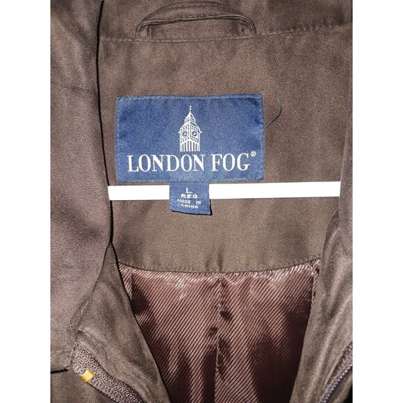 London Fog Men's Brown suede like jacket Quilt Lined Zipper Works Size‎ Large - Picture 8 of 15